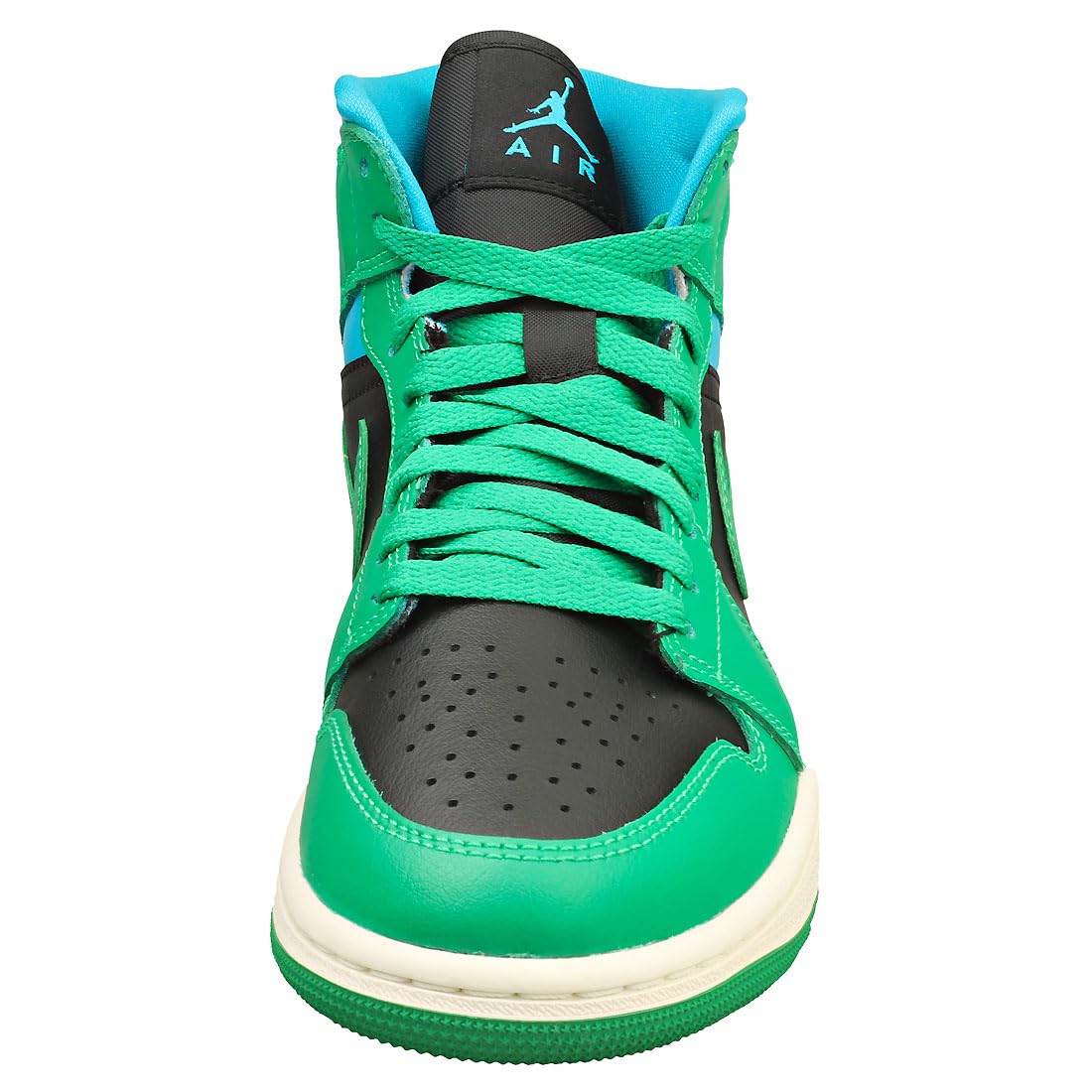 Jordan 1 Mid Women Black/Lucky Green-Aquatone BQ6472-033 9.5