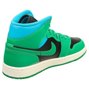 Jordan 1 Mid Women Black/Lucky Green-Aquatone BQ6472-033 9.5