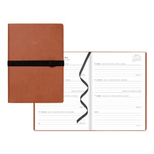 letts oslo weekly/monthly planner, 12 months, january to december, 2024, sewn binding, a5 size, 8.25" x 5.875", multilingual, tan (c082334-24)