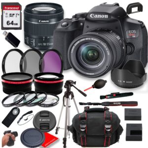 canon eos rebel t8i dslr camera with 18-55mm lens++ case + 64gb memory(28pc bundle)