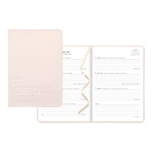 letts conscious weekly/monthly planner, 12 months, january to december, 2024, sewn binding, a5 size, 8.25" x 5.875", multilingual, rosewater (c082399-24)