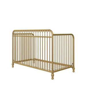 Little Seeds Raven 3-in-1 Convertible Metal Crib, JMPA Certified, Gold