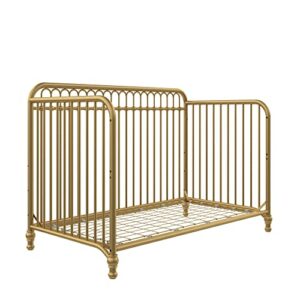 Little Seeds Raven 3-in-1 Convertible Metal Crib, JMPA Certified, Gold