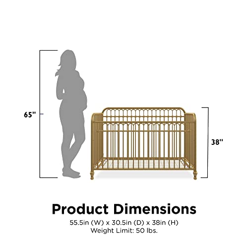 Little Seeds Raven 3-in-1 Convertible Metal Crib, JMPA Certified, Gold