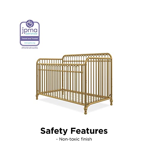 Little Seeds Raven 3-in-1 Convertible Metal Crib, JMPA Certified, Gold