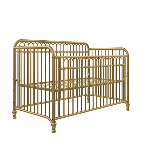 Little Seeds Raven 3-in-1 Convertible Metal Crib, JMPA Certified, Gold