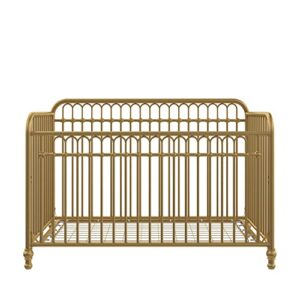 Little Seeds Raven 3-in-1 Convertible Metal Crib, JMPA Certified, Gold