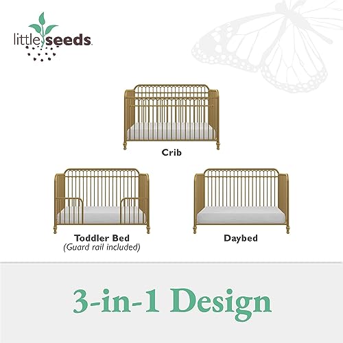 Little Seeds Raven 3-in-1 Convertible Metal Crib, JMPA Certified, Gold