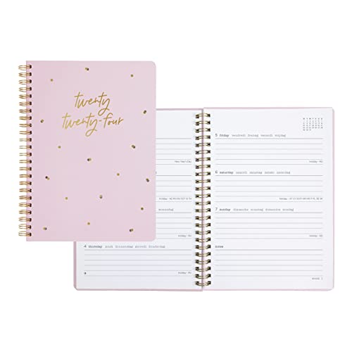 Letts Celebrate Weekly/Monthly Planner, 12 Months, January to December, 2024, Gold Twin-Wire Binding, A5 Size, 8.25" x 5.875", Multilingual, Rose (C082185-24)