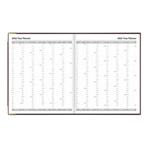 Letts of London Classic Weekly Planner, 12 Months, January to December, 2024, Appointments, Gold Corners, Quarto Size, 10.25" x 8.25", Burgundy (C32YBY-24)