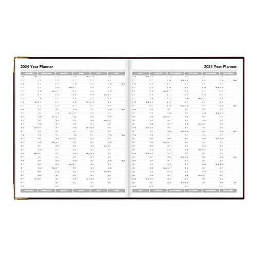 Letts of London Classic Weekly Planner, 12 Months, January to December, 2024, Appointments, Gold Corners, Quarto Size, 10.25" x 8.25", Burgundy (C32YBY-24)