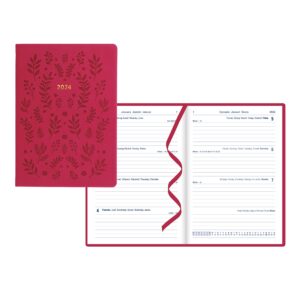 letts of london woodland weekly planner, 12 months, january to december, 2024, a5 size, 8.25" x 5.875", multilingual, pink (c082162-24)