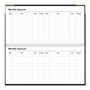 Letts of London Classic Weekly/Monthly Planner, 12 Months, January to December, 2024, Appointments, Gold Corners, Horizontal, Slim Size, 6.625" x 3.25", Black (C32SBK-24)