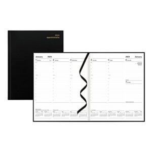 letts of london principal weekly planner, 12 months, january to december, 2024, week-to-view with appointments, quarto size, 10.25" x 8.25", black (c30yabk-24)