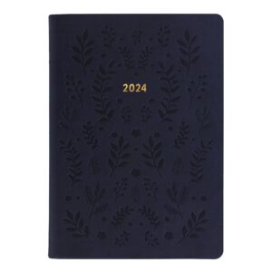 Letts of London Woodland Weekly Planner, 12 Months, January to December, 2024, A5 Size, 8.25" x 5.875", Multilingual, Navy (C082165-24)