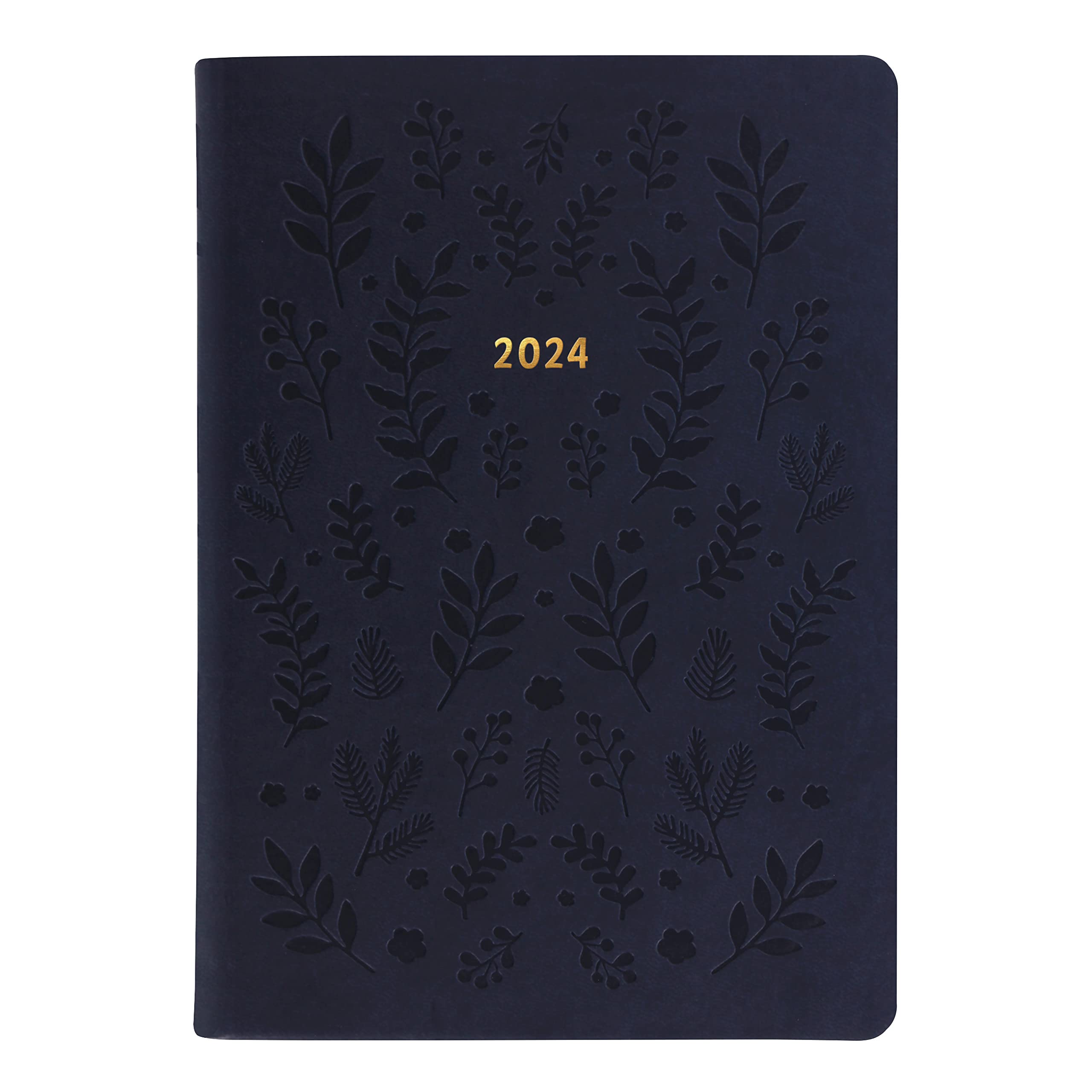 Letts of London Woodland Weekly Planner, 12 Months, January to December, 2024, A5 Size, 8.25" x 5.875", Multilingual, Navy (C082165-24)