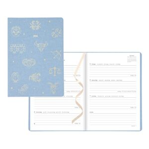 letts of london zodiac weekly/monthly planner, 12 months, january to december, 2024, sewn binding, a5 size, 8.25" x 5.875", multilingual, sky (c082296-24)