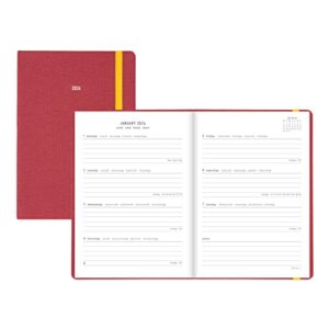 letts of london raw weekly/monthly planner, 12 months, january to december, 2024, sewn binding, a5 size, 8.25" x 5.875", multilingual, berry (c082310-24)