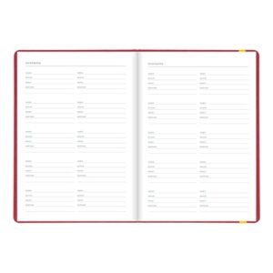 Letts of London Raw Weekly/Monthly Planner, 12 Months, January to December, 2024, Sewn Binding, A5 Size, 8.25" x 5.875", Multilingual, Berry (C082310-24)