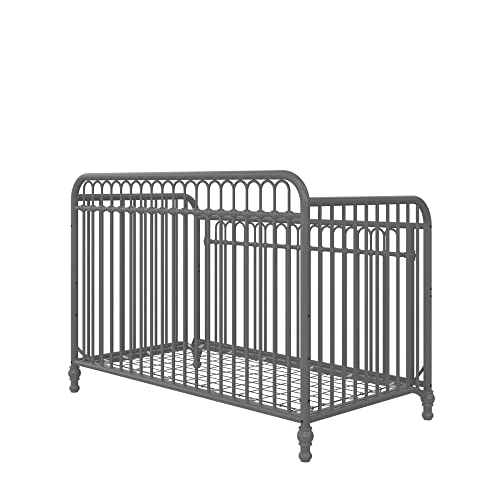 Little Seeds Raven 3-in-1 Convertible Metal Crib, JMPA Certified, Gray