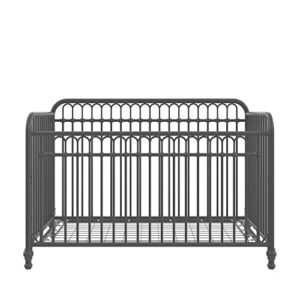 Little Seeds Raven 3-in-1 Convertible Metal Crib, JMPA Certified, Gray