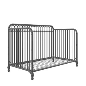 Little Seeds Raven 3-in-1 Convertible Metal Crib, JMPA Certified, Gray