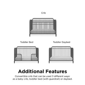 Little Seeds Raven 3-in-1 Convertible Metal Crib, JMPA Certified, Gray