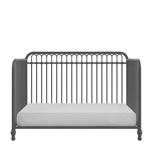 Little Seeds Raven 3-in-1 Convertible Metal Crib, JMPA Certified, Gray