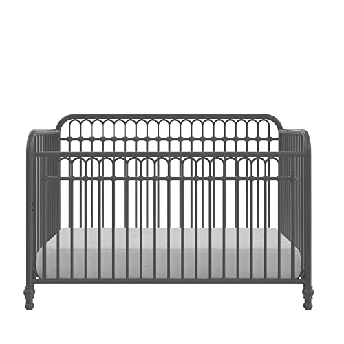 Little Seeds Raven 3-in-1 Convertible Metal Crib, JMPA Certified, Gray