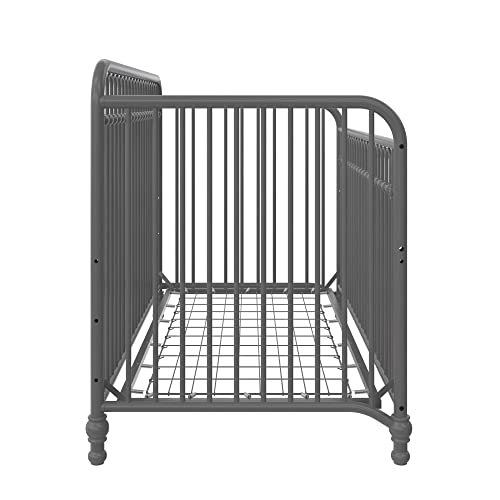 Little Seeds Raven 3-in-1 Convertible Metal Crib, JMPA Certified, Gray