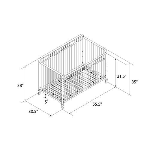 Little Seeds Raven 3-in-1 Convertible Metal Crib, JMPA Certified, Gray