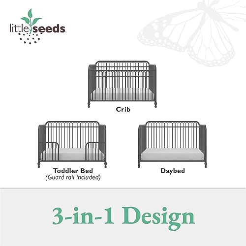 Little Seeds Raven 3-in-1 Convertible Metal Crib, JMPA Certified, Gray