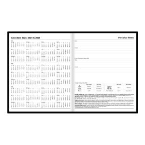 Letts of London Standard Daily Planner, 12 Months, January to December, 2024, Day-Per-Page, Quarto Size, 10.25" x 8.25", Black (C10YBK-24)