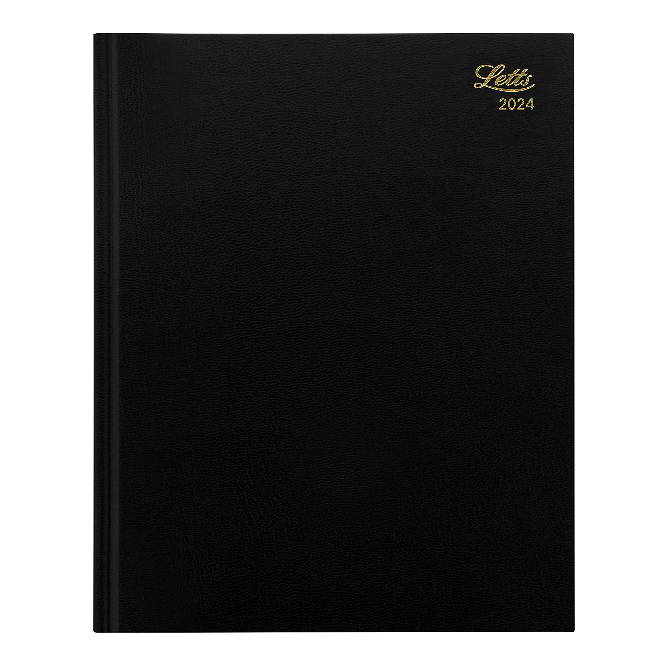 Letts of London Standard Daily Planner, 12 Months, January to December, 2024, Day-Per-Page, Quarto Size, 10.25" x 8.25", Black (C10YBK-24)