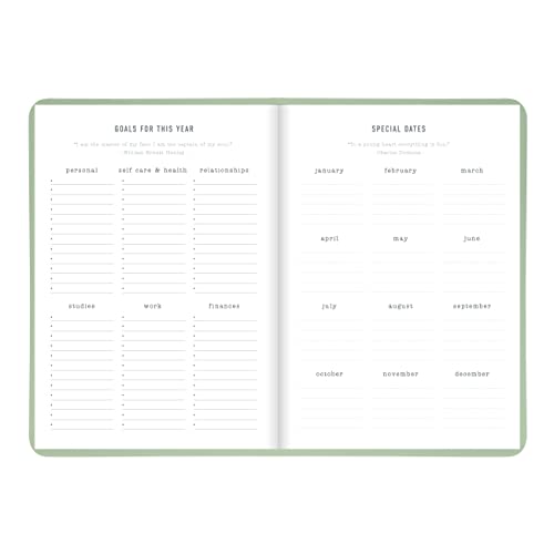 Letts Conscious Weekly/Monthly Planner, 12 Months, January to December, 2024, Sewn Binding, A5 Size, 8.25" x 5.875", Multilingual, Sage (C082396-24)