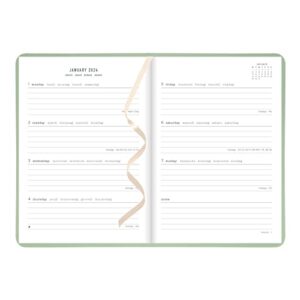 Letts Conscious Weekly/Monthly Planner, 12 Months, January to December, 2024, Sewn Binding, A5 Size, 8.25" x 5.875", Multilingual, Sage (C082396-24)