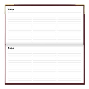 Letts of London Classic Weekly/Monthly Planner, 12 Months, January to December, 2024, Appointments, Gold Corners, Horizontal, Slim Size, 6.625" x 3.25", Burgundy (C32SBY-24)