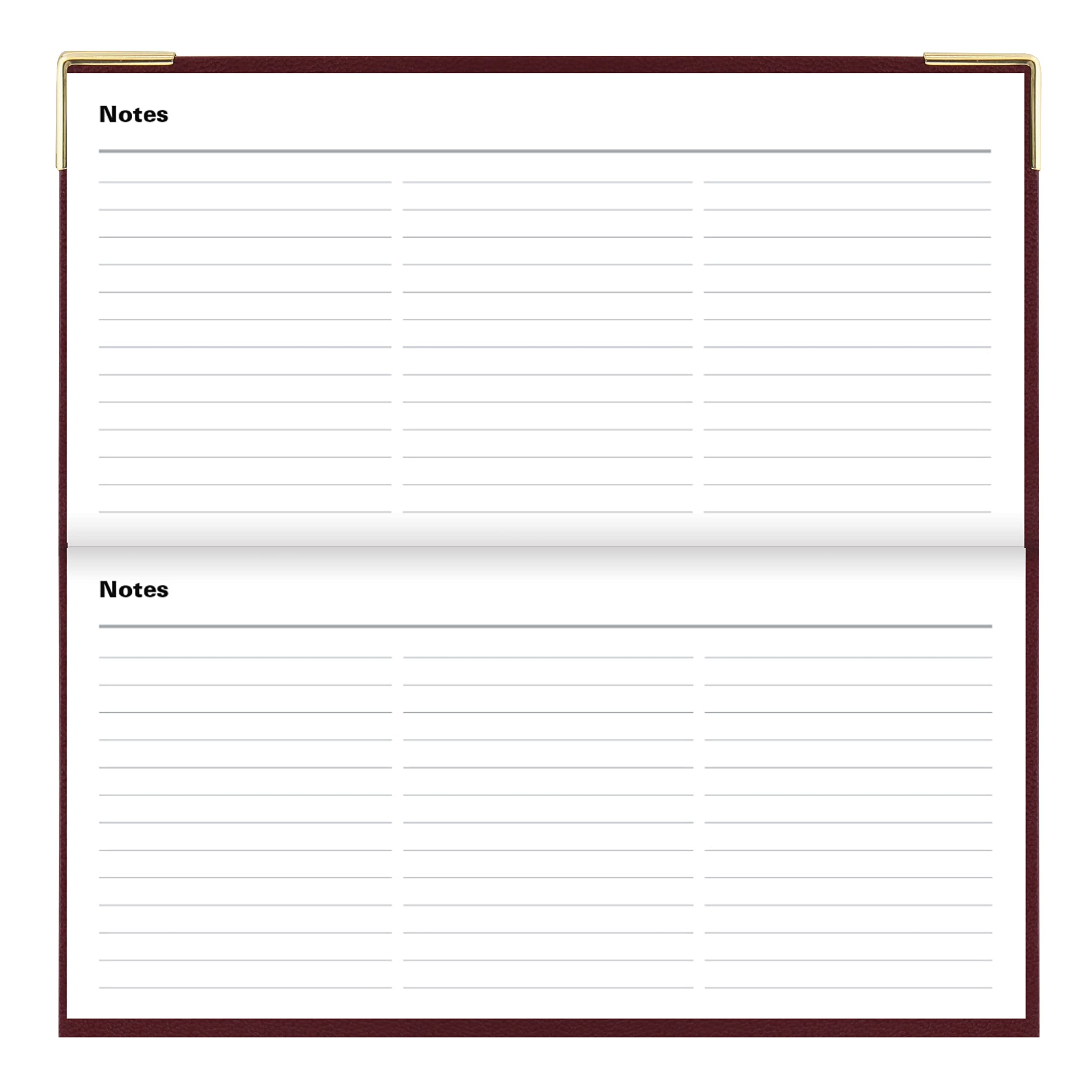 Letts of London Classic Weekly/Monthly Planner, 12 Months, January to December, 2024, Appointments, Gold Corners, Horizontal, Slim Size, 6.625" x 3.25", Burgundy (C32SBY-24)