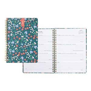letts spring valley weekly/monthly planner, 12 months, january to december, 2024, wiro binding, a5 size, 8.25" x 5.875", multilingual, green (c082376-24)