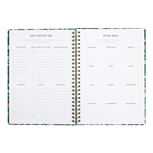Letts Spring Valley Weekly/Monthly Planner, 12 Months, January to December, 2024, Wiro Binding, A5 Size, 8.25" x 5.875", Multilingual, Green (C082376-24)