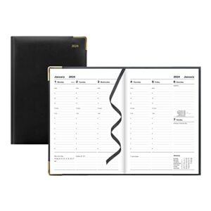 letts of london classic weekly planner, 12 months, january to december, 2024, appointments, gold corners, a5 size, 8.25" x 5.875", black (c32xbk-24)