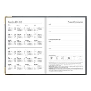 Letts of London Classic Weekly Planner, 12 Months, January to December, 2024, Appointments, Gold Corners, A5 Size, 8.25" x 5.875", Black (C32XBK-24)