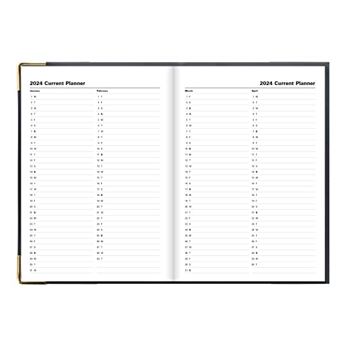 Letts of London Classic Weekly Planner, 12 Months, January to December, 2024, Appointments, Gold Corners, A5 Size, 8.25" x 5.875", Black (C32XBK-24)