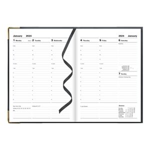 Letts of London Classic Weekly Planner, 12 Months, January to December, 2024, Appointments, Gold Corners, A5 Size, 8.25" x 5.875", Black (C32XBK-24)