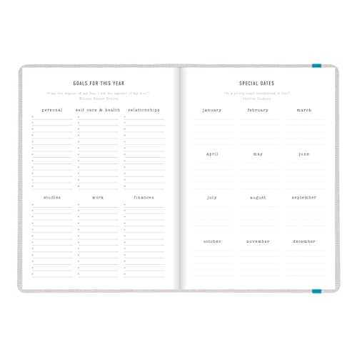 Letts of London Raw Weekly/Monthly Planner, 12 Months, January to December, 2024, Sewn Binding, A5 Size, 8.25" x 5.875", Multilingual, Grey (C082307-24)