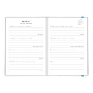 Letts of London Raw Weekly/Monthly Planner, 12 Months, January to December, 2024, Sewn Binding, A5 Size, 8.25" x 5.875", Multilingual, Grey (C082307-24)