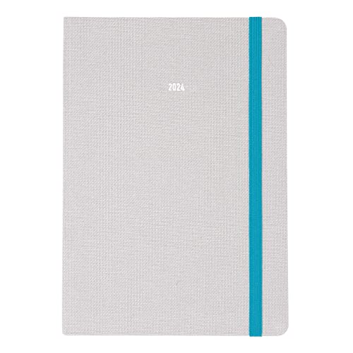 Letts of London Raw Weekly/Monthly Planner, 12 Months, January to December, 2024, Sewn Binding, A5 Size, 8.25" x 5.875", Multilingual, Grey (C082307-24)