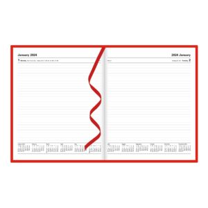 Letts of London Standard Daily Planner, 12 Months, January to December, 2024, Day-Per-Page, Quarto Size, 10.25" x 8.25", Burgundy (C10YBY-24)