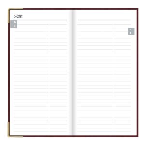 Letts of London Classic Weekly/Monthly Planner, 12 Months, January to December, 2024, Gold Corners, Vertical, Slim Size, 6.625" x 3.25", Burgundy (C32SUBY-24)