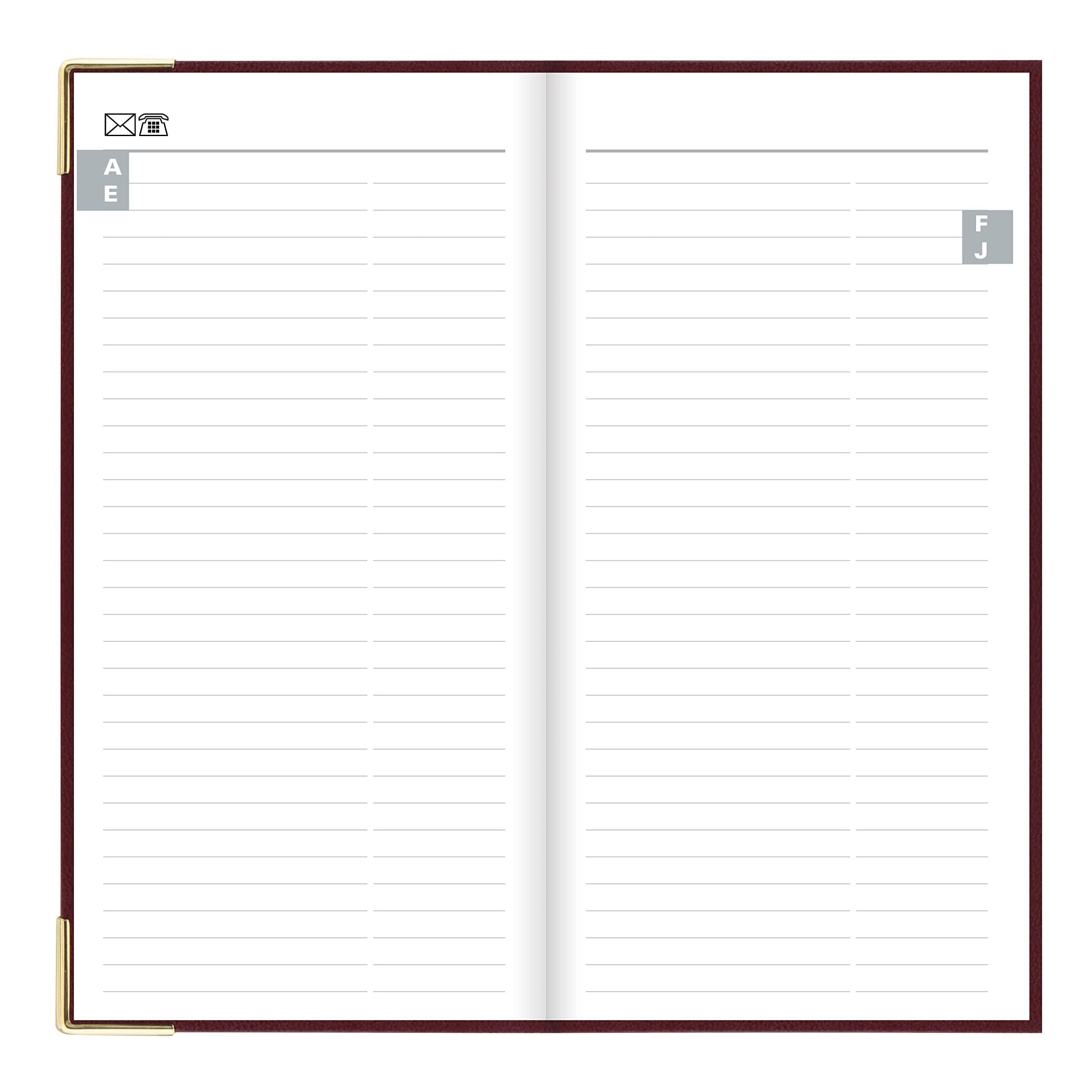 Letts of London Classic Weekly/Monthly Planner, 12 Months, January to December, 2024, Gold Corners, Vertical, Slim Size, 6.625" x 3.25", Burgundy (C32SUBY-24)